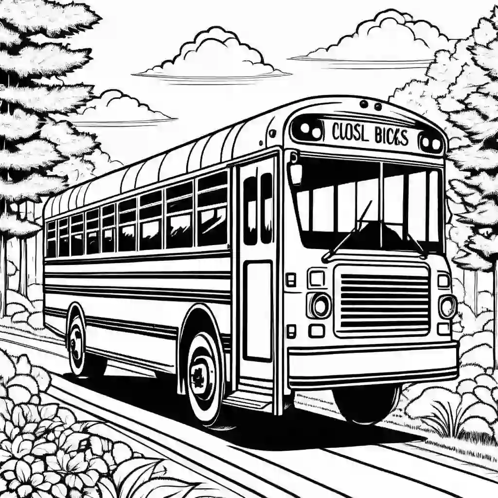 School Buses coloring pages